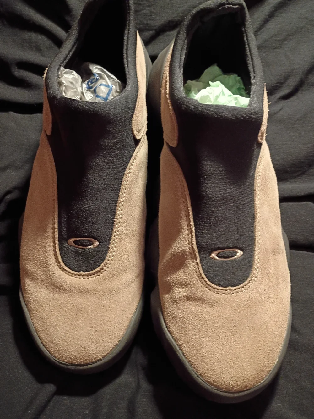 Oakley Men's 12. Suede Slip-On Sneakers in Brown and Black Vintage